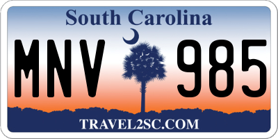 SC license plate MNV985