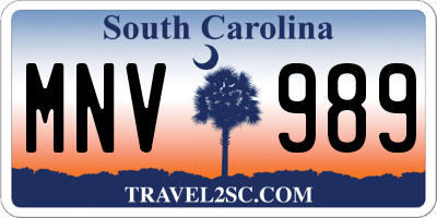 SC license plate MNV989