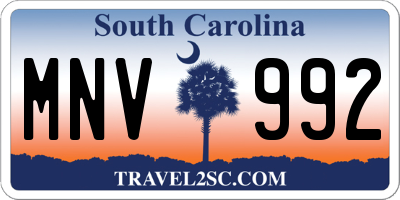 SC license plate MNV992