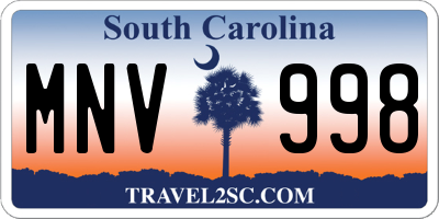 SC license plate MNV998