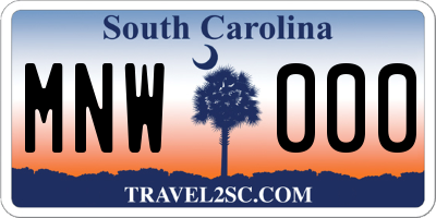 SC license plate MNW000