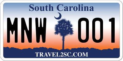 SC license plate MNW001