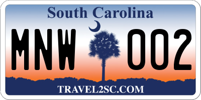 SC license plate MNW002