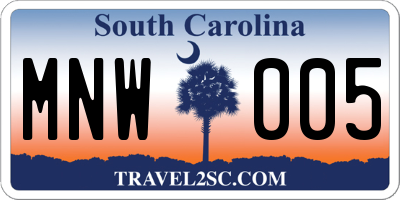 SC license plate MNW005