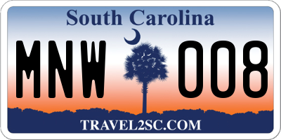 SC license plate MNW008