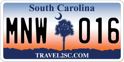 SC license plate MNW016