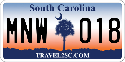 SC license plate MNW018