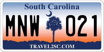 SC license plate MNW021