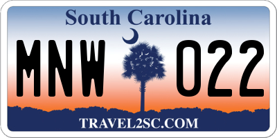 SC license plate MNW022
