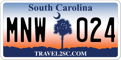 SC license plate MNW024