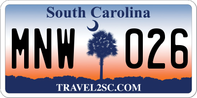 SC license plate MNW026