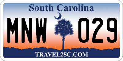 SC license plate MNW029