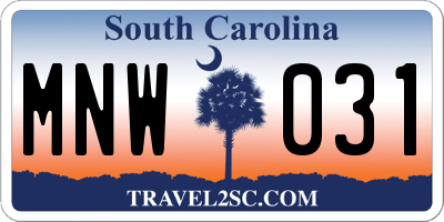 SC license plate MNW031