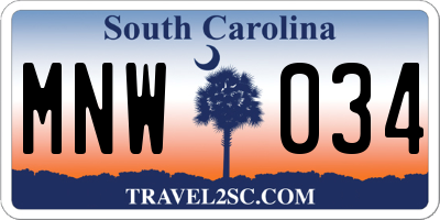 SC license plate MNW034