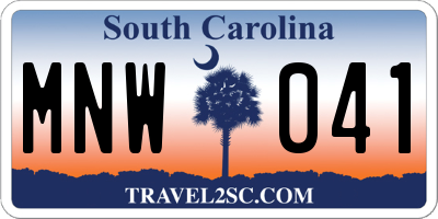 SC license plate MNW041
