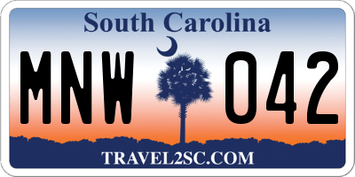 SC license plate MNW042