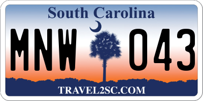 SC license plate MNW043