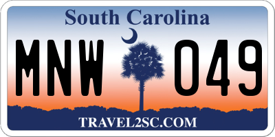 SC license plate MNW049