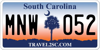 SC license plate MNW052