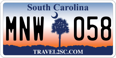SC license plate MNW058