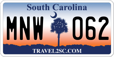 SC license plate MNW062