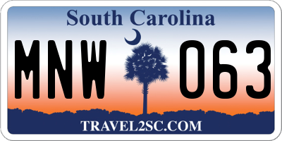 SC license plate MNW063