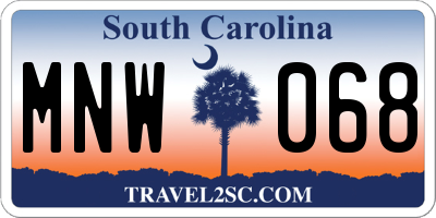 SC license plate MNW068