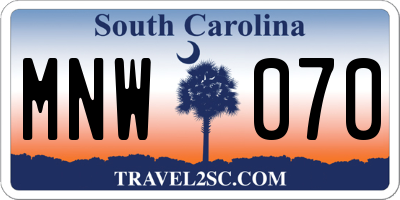 SC license plate MNW070