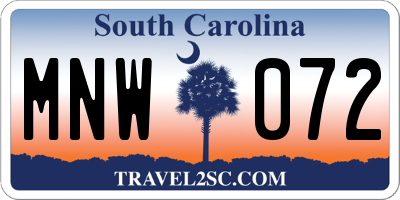 SC license plate MNW072