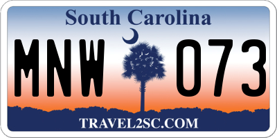 SC license plate MNW073