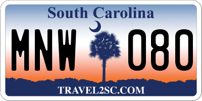 SC license plate MNW080