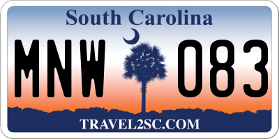 SC license plate MNW083