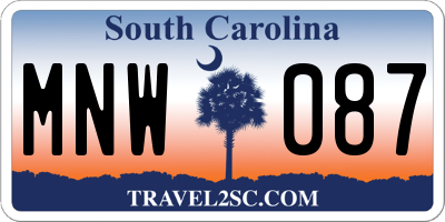 SC license plate MNW087