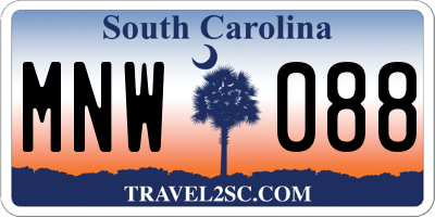 SC license plate MNW088