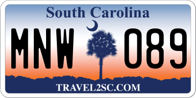 SC license plate MNW089