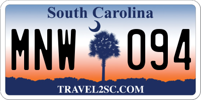SC license plate MNW094