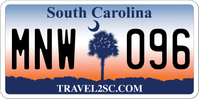 SC license plate MNW096