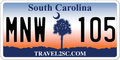 SC license plate MNW105
