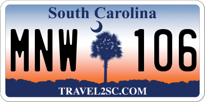 SC license plate MNW106