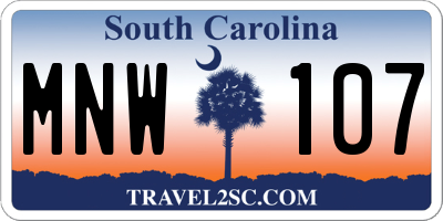 SC license plate MNW107