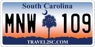 SC license plate MNW109