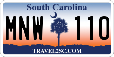 SC license plate MNW110