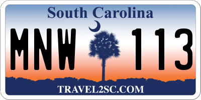 SC license plate MNW113