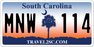 SC license plate MNW114
