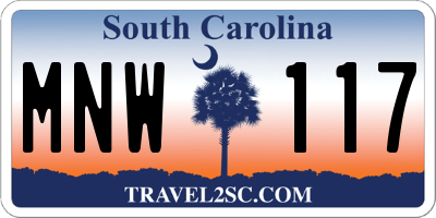 SC license plate MNW117