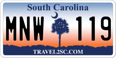 SC license plate MNW119