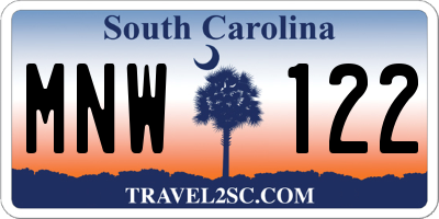 SC license plate MNW122