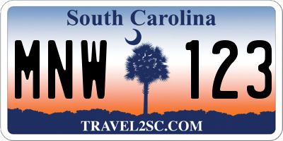 SC license plate MNW123