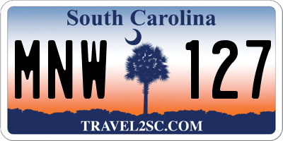 SC license plate MNW127