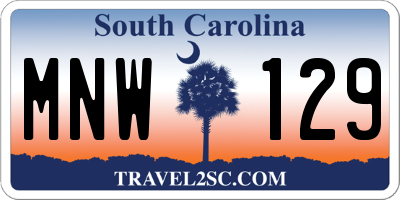 SC license plate MNW129